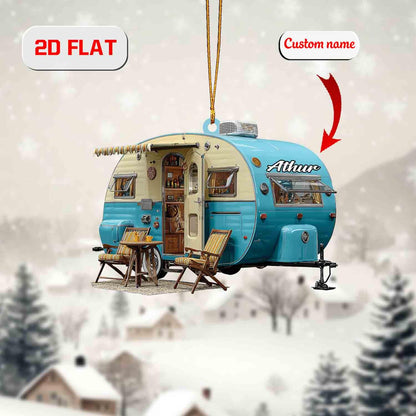 Personalized Camper Ornament, Custom Name Christmas Decoration, RV Trailer Holiday Keepsake, Travel Gift for Camper Van or Adventure Lover