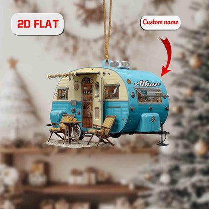 Personalized Camper Ornament, Custom Name Christmas Decoration, RV Trailer Holiday Keepsake, Travel Gift for Camper Van or Adventure Lover