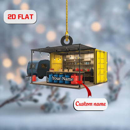 Custom 2D Flat Acrylic Christmas Ornament, Personalized Container Workshop Gift, Unique Garage Decoration, Holiday Keepsake Ornament