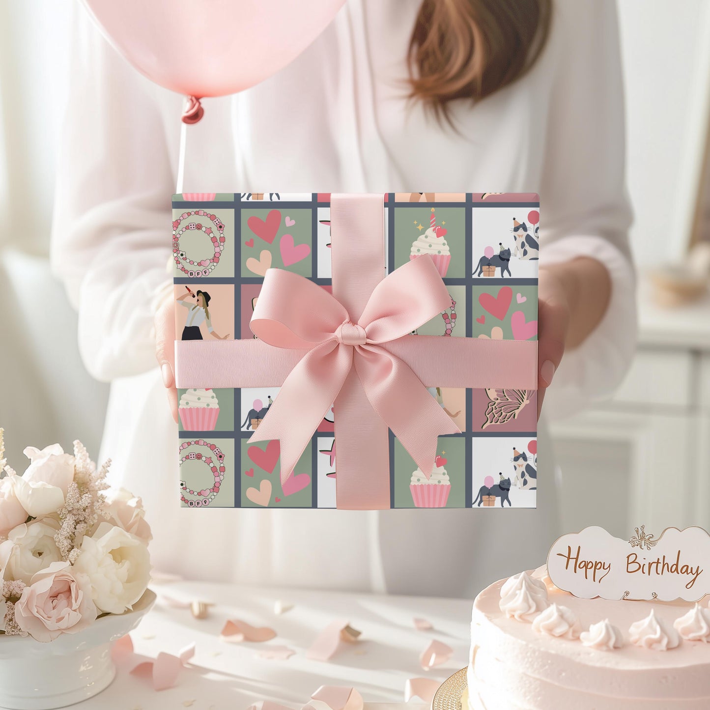 Taylor Birthday Gift Wrap: Pop Star Theme, Matte or Satin Finish