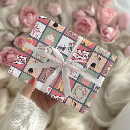 Taylor Birthday Gift Wrap: Pop Star Theme, Matte or Satin Finish
