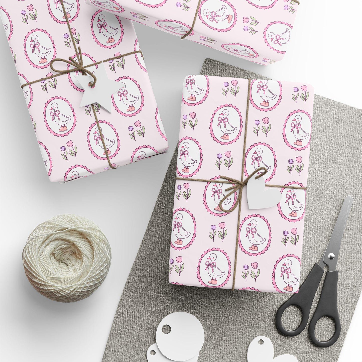 Pink Mother Goose Wrapping Paper: Baby Shower Gift Wrap