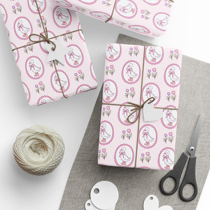 Pink Mother Goose Wrapping Paper: Baby Shower Gift Wrap