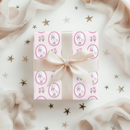 Pink Mother Goose Wrapping Paper: Baby Shower Gift Wrap