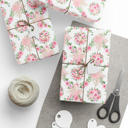 Soft Pink Floral Wrapping Paper: Coquette Preppy Gift Wrap