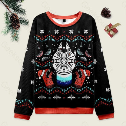 Boba Fett Fighter Jet Ugly Christmas Sweatshirt, ObiWan Kenobi Christmas Sweater, Starships Chirtsmas Sweater