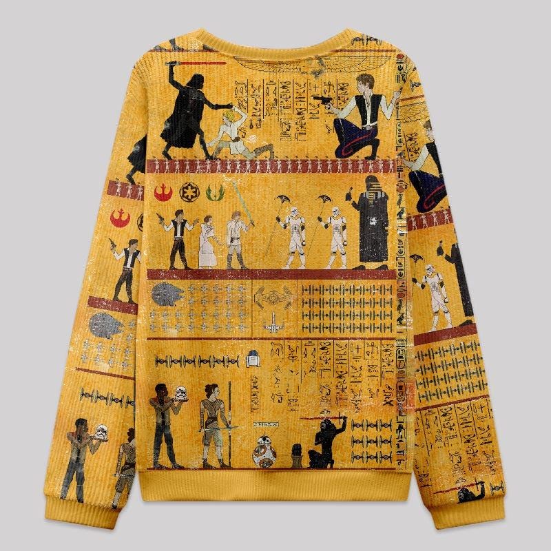 Dark Warrior Ancient Egypt Mural Ugly Sweater, Ancient Egypt Sweatshirt, Egyptian Mural Ugly Sweater, Pharaoh Warrior Knit Sweater