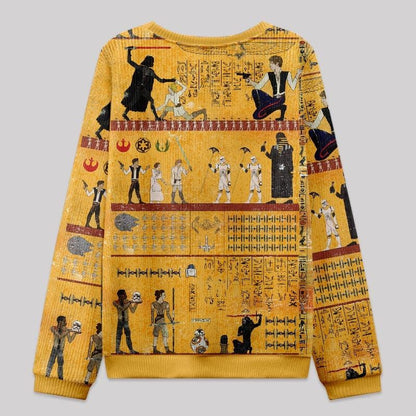 Dark Warrior Ancient Egypt Mural Ugly Sweater, Ancient Egypt Sweatshirt, Egyptian Mural Ugly Sweater, Pharaoh Warrior Knit Sweater