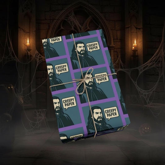 Creepy Paper Wrapping Paper, Nandor from What we do in the Shadows Show, Gift Wrap for Fans, Halloween Decor, Unique Gift Wrap Sheets