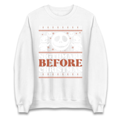 Nightmare Before Christmas Jumper, Halloween Xmas Tee, Jack Skellington Funny Holiday Top, Spooky Festive Gift Unisex Sweatshirt