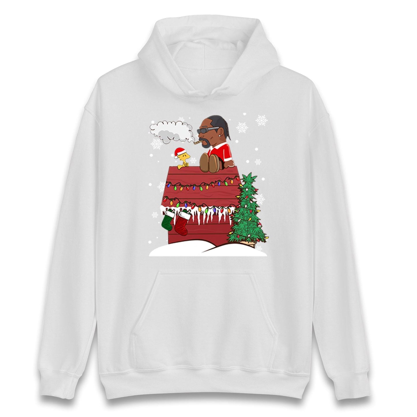 Snoop Dogg Christmas Jumper, Funny Santa Weed Tee, Cool Xmas Gift for Men Women, Snoopy Parody Holiday Sweatshirt, Hip Hop Festive Top