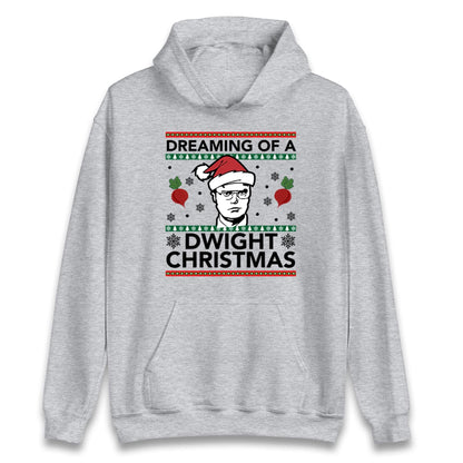 Dreaming Of A Dwight Christmas Jumper, Funny TV Show Xmas Hoodie, Office Holiday Party T Shirt, Festive Gift Sweatshirt