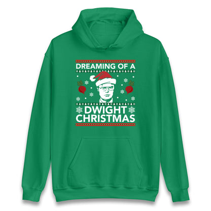 Dreaming Of A Dwight Christmas Jumper, Funny TV Show Xmas Hoodie, Office Holiday Party T Shirt, Festive Gift Sweatshirt