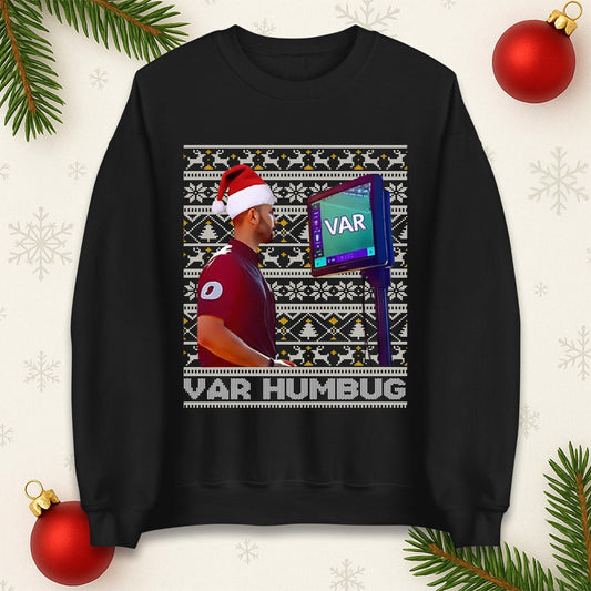 Funny VAR Humbug Christmas Jumper, Ugly Xmas Football Referee Hoodie, Spoof Soccer Fan T Shirt, Humorous Festive Gift Sweatshirt