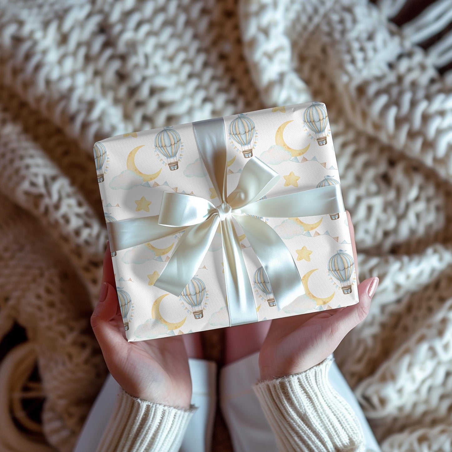 Hot Air Balloon Wrapping Paper: Whimsical Watercolor Gift Wrap