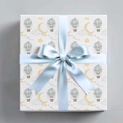 Hot Air Balloon Wrapping Paper: Whimsical Watercolor Gift Wrap