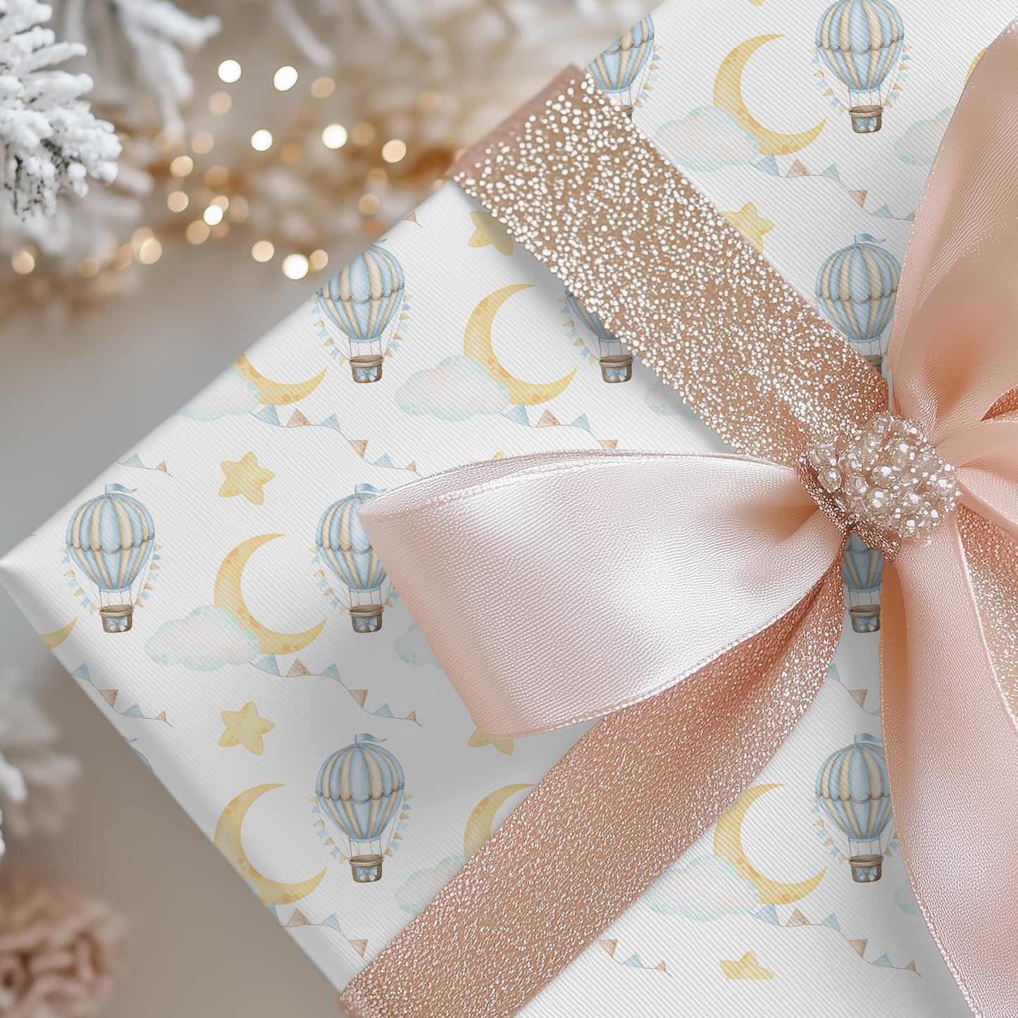 Hot Air Balloon Wrapping Paper: Whimsical Watercolor Gift Wrap