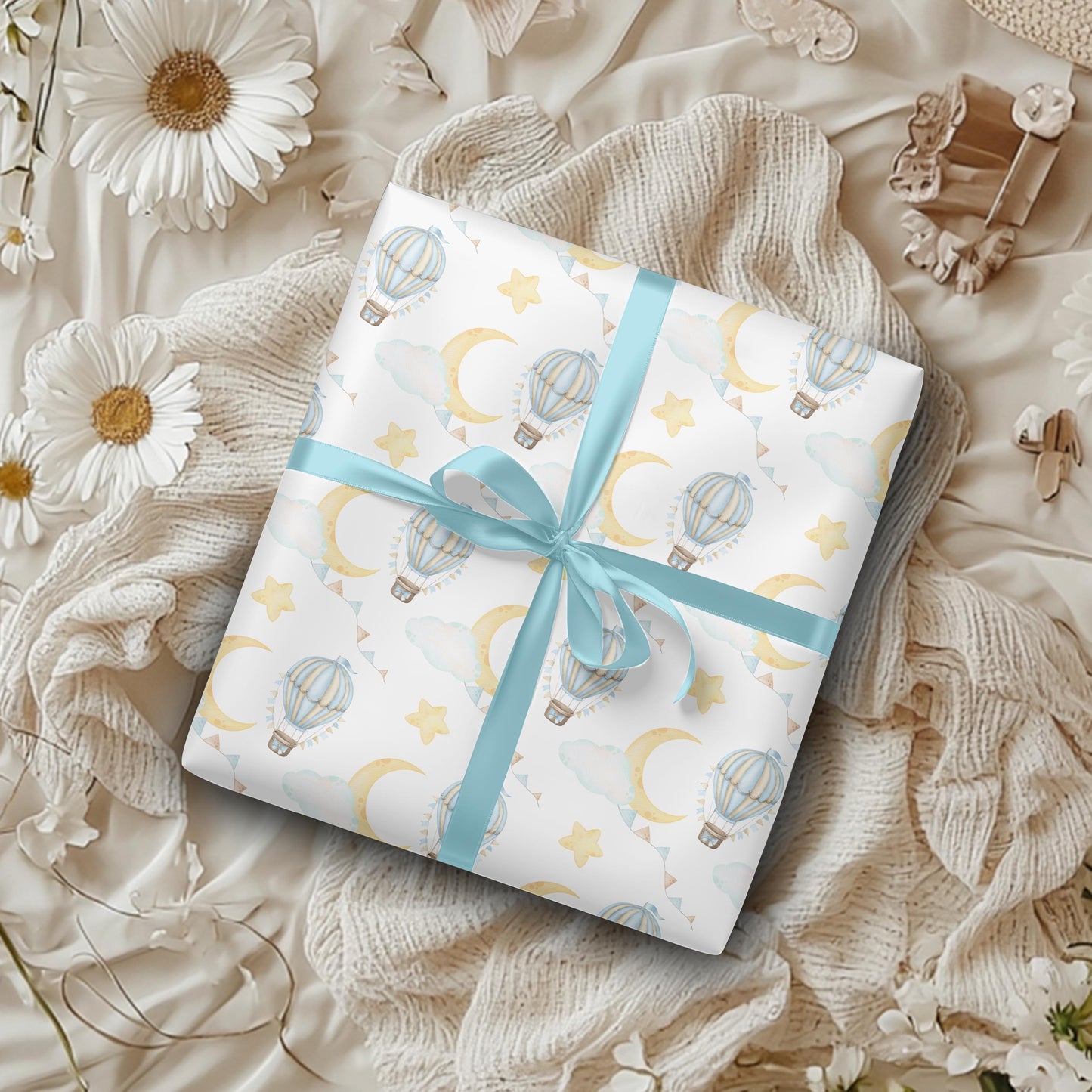 Hot Air Balloon Wrapping Paper: Whimsical Watercolor Gift Wrap