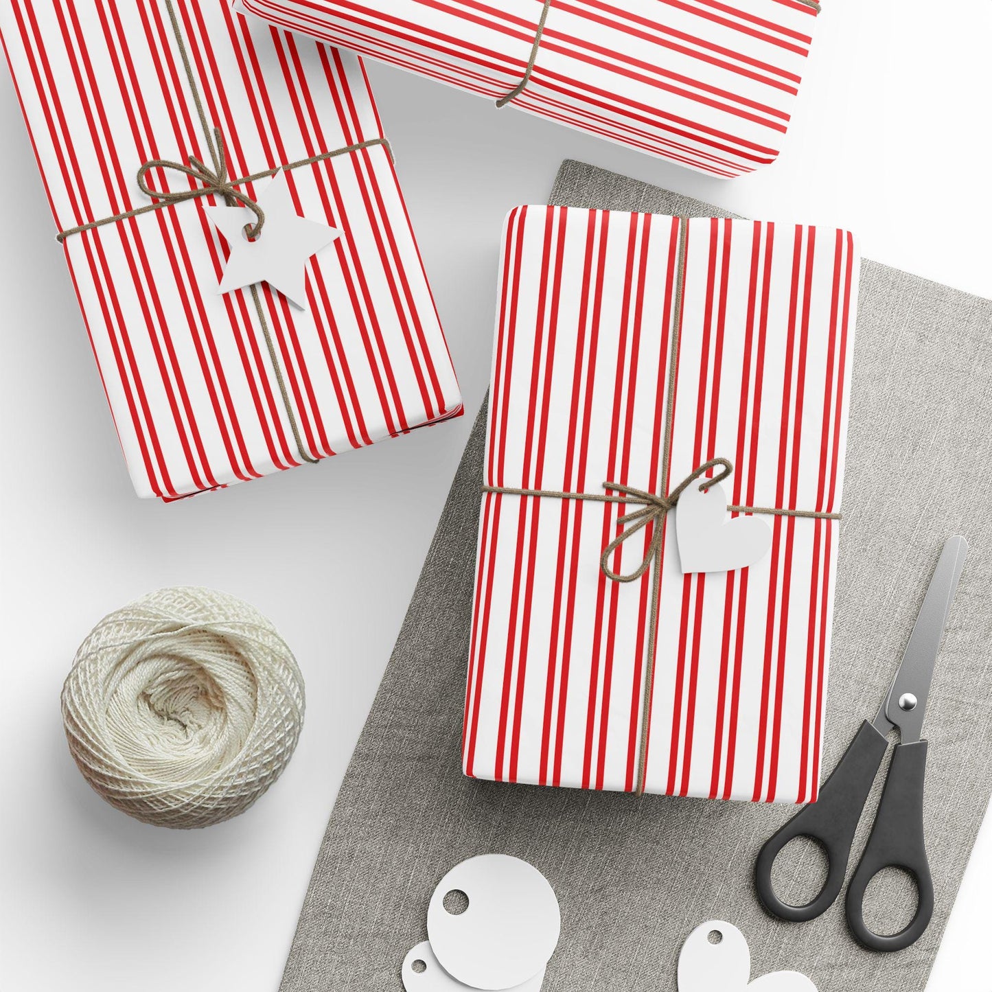 Ticking Stripe Papers, Christmas gift wrapping paper, holiday gift wrap, Xmas wrapping sheets, gift paper