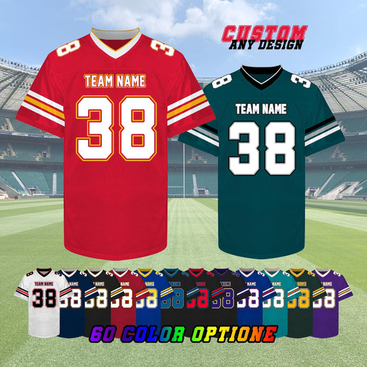 Custom Football Jersey Personalized Embroidery Name Number Logo Game Training Shirt Football Lover Uniform Gift for Men Women Youth Kids Fan