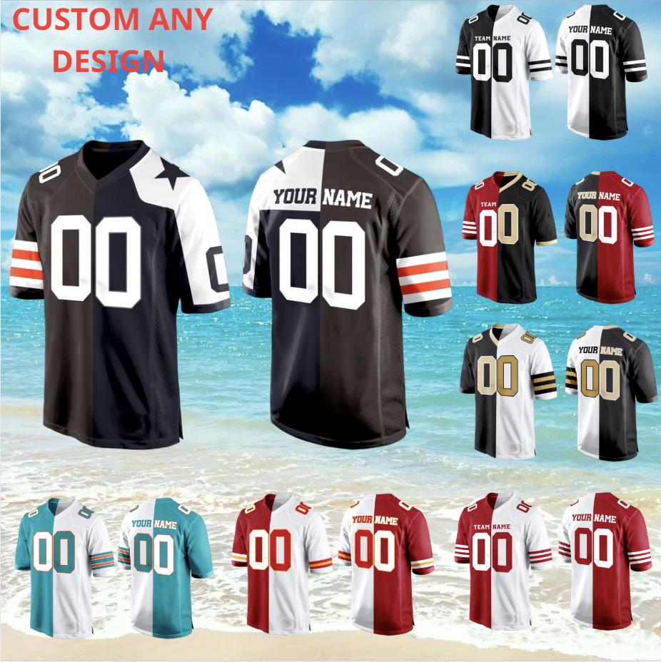 Stitched Jersey, Custom Split Football Jersey,Custom Team House Divided Jersey For Any Team,Custom Football Jersey,Personalized football