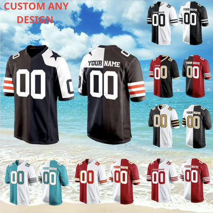 Stitched Jersey, Custom Split Football Jersey,Custom Team House Divided Jersey For Any Team,Custom Football Jersey,Personalized football