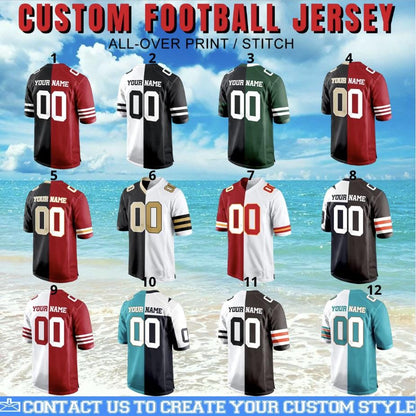 Stitched Jersey, Custom Split Football Jersey,Custom Team House Divided Jersey For Any Team,Custom Football Jersey,Personalized football