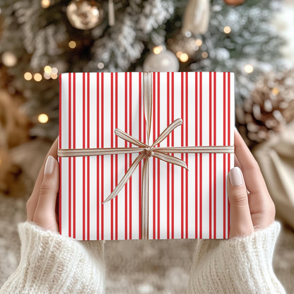 Ticking Stripe Papers, Christmas gift wrapping paper, holiday gift wrap, Xmas wrapping sheets, gift paper