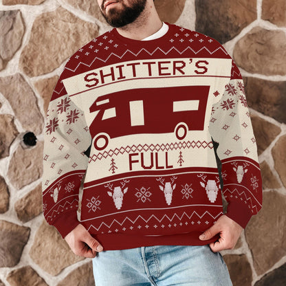 Funny Shitter’s Full Ugly Christmas Sweater, Holiday RV Movie Quote Ugly Xmas Sweatshirt for Men Women, Winter Party Gift Top