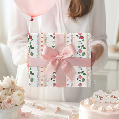 Pink Berry Wrapping Paper: Preppy Girly Gift Wrap