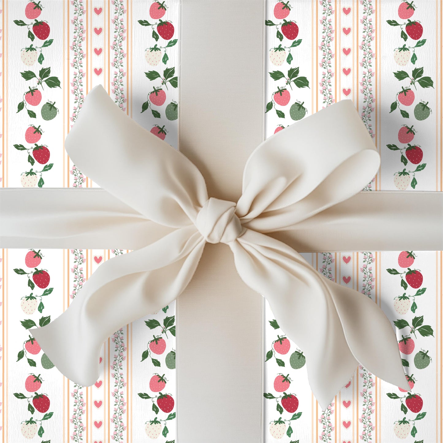Pink Berry Wrapping Paper: Preppy Girly Gift Wrap
