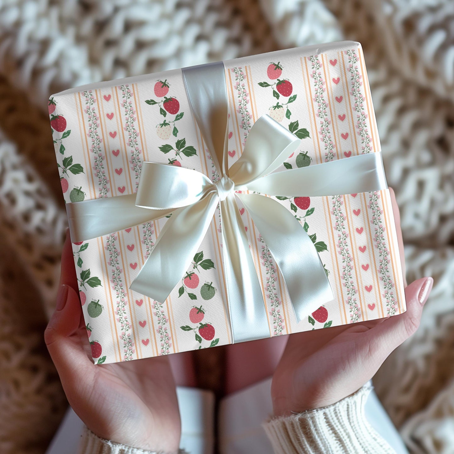 Pink Berry Wrapping Paper: Preppy Girly Gift Wrap