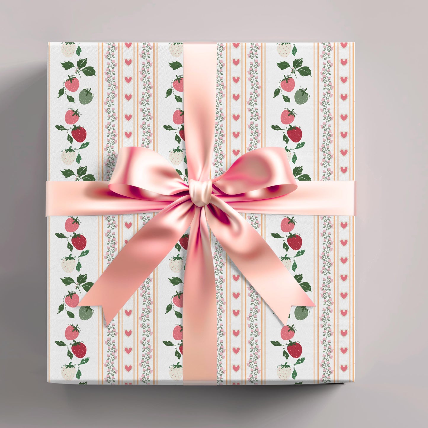 Pink Berry Wrapping Paper: Preppy Girly Gift Wrap