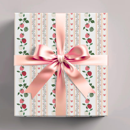 Pink Berry Wrapping Paper: Preppy Girly Gift Wrap