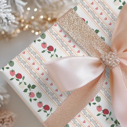 Pink Berry Wrapping Paper: Preppy Girly Gift Wrap