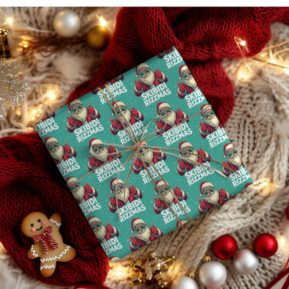 Skibidi Rizzmas Santa Wrapping Paper - Funny Christmas Gift Wrap