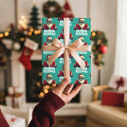 Skibidi Rizzmas Santa Wrapping Paper - Funny Christmas Gift Wrap