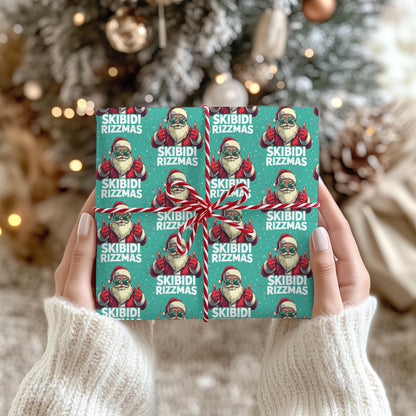 Skibidi Rizzmas Santa Wrapping Paper - Funny Christmas Gift Wrap