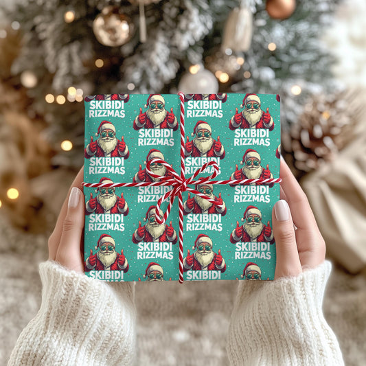 Skibidi Rizzmas Santa Wrapping Paper - Funny Christmas Gift Wrap