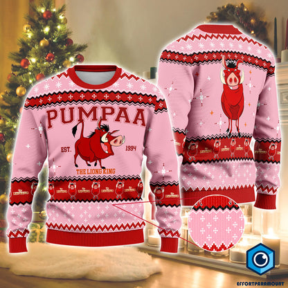Pumpaa The Lion King Ugly Christmas Sweater, Lion King Characters Shirt, Animal Kingdom Hakuna Matata Ugly Xmas Sweater