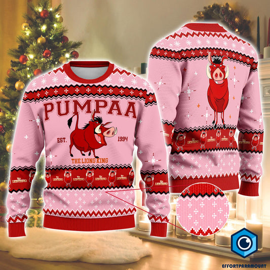 Pumpaa The Lion King Ugly Christmas Sweater, Lion King Characters Shirt, Animal Kingdom Hakuna Matata Ugly Xmas Sweater
