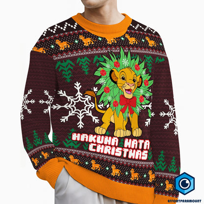 The Lion King Ugly Christmas Sweater | Simba The Lion King Ugly Sweater | Hakuna Hatata The Lion King Movie Ugly Xmas Sweater