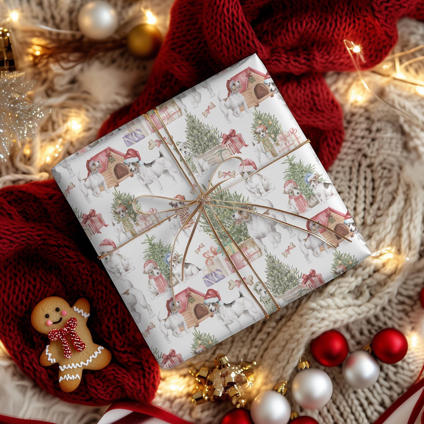 Jack Russell Terrier Christmas Gift Wrap - Holiday Dog Paper