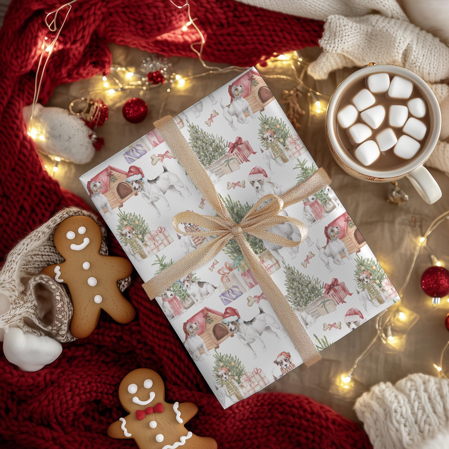 Jack Russell Terrier Christmas Gift Wrap - Holiday Dog Paper