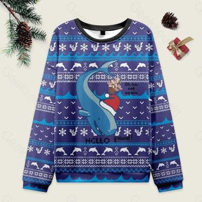 Funny Whale Christmas Ugly Sweater, Santa Riding Whale Ugly Xmas Sweatshirt, Blue Ocean Holiday Pullover, Cute Animal Christmas Gifts