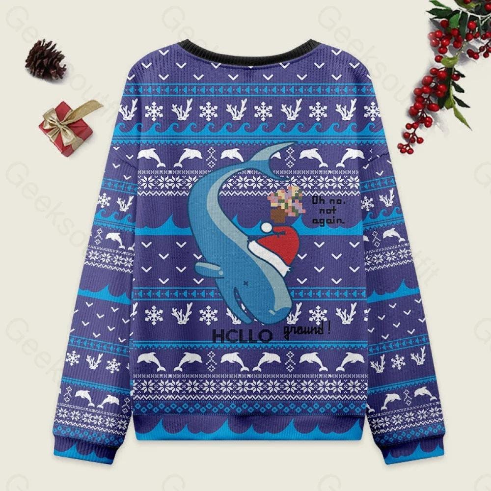 Funny Whale Christmas Ugly Sweater, Santa Riding Whale Ugly Xmas Sweatshirt, Blue Ocean Holiday Pullover, Cute Animal Christmas Gifts