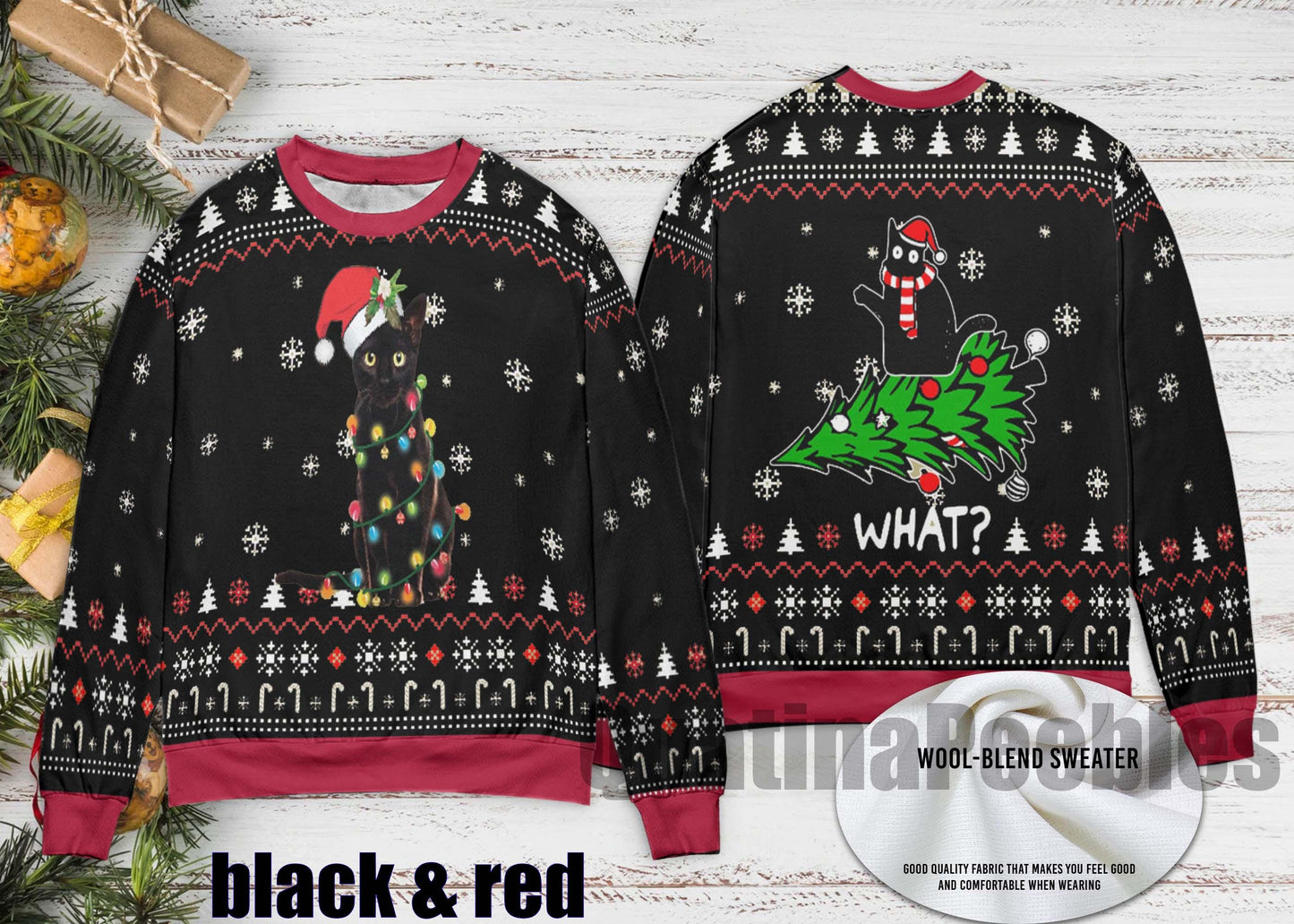 Meowy Cat Ugly Christmas Sweater, Cat  Christmas Ugly Sweater, Funny Cat Lovers Xmas Gifts, Gift For Men Women, Christmas Ugly Sweater