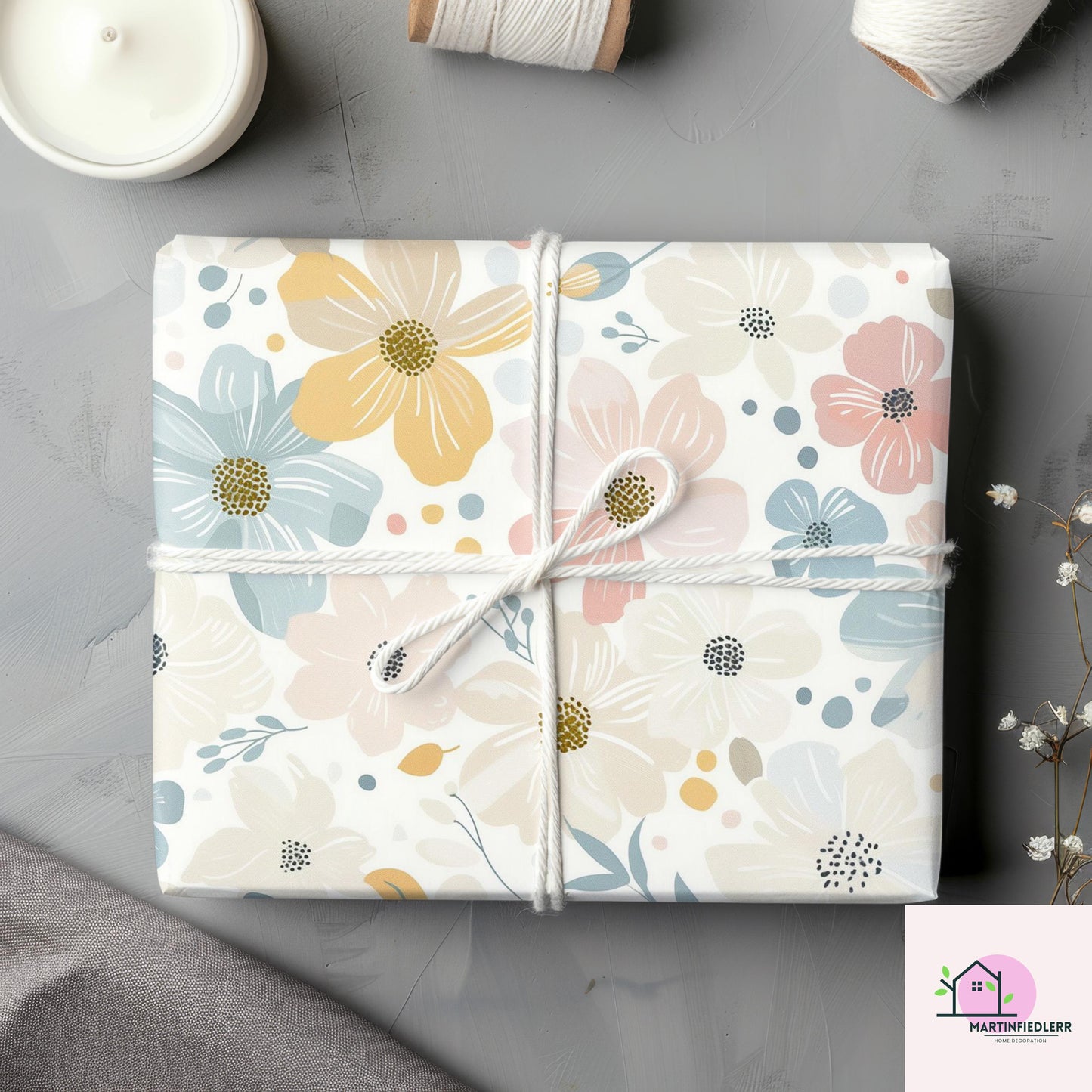 Pastel Wildflower Wrapping Paper: Elegant Botanical Print, Eco Friendly