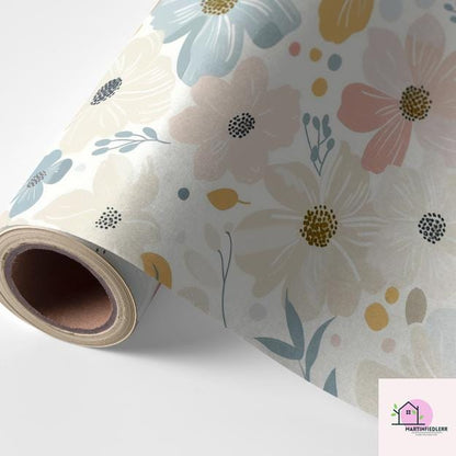 Pastel Wildflower Wrapping Paper: Elegant Botanical Print, Eco Friendly