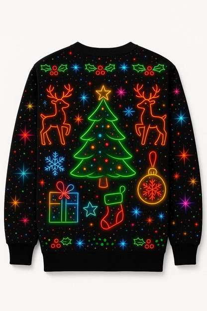Ugly Christmas Sweater Neon Lights, Funny Snowman Xmas Sweatshirt, Colorful Holiday Party Outfit, Merry Christmas Gift Top
